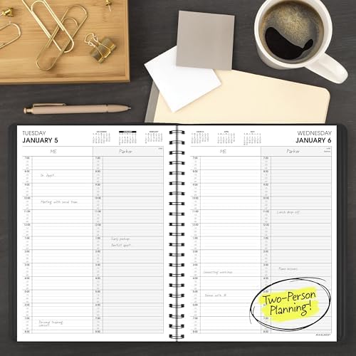 AT-A-GLANCE 2027 Appointment Book Planner, Daily Group Planner, 8" x 11", Two Person, Quarter-Hour, Black (702220527)