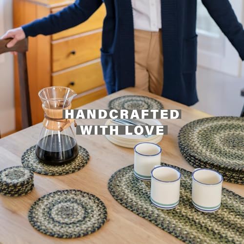 Homespice Pinecone Braided Placemats for Rustic Decor, Round 15" Set of 6