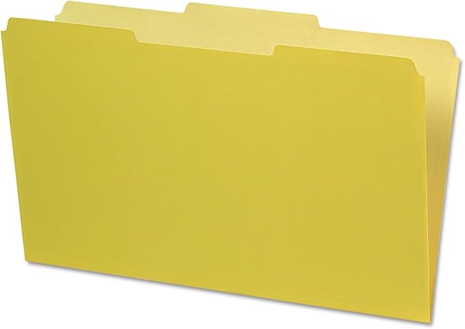 Pendaflex 435013YEL Interior File Folders, 1/3 Cut Top Tab, Legal, Yellow (Box of 100) (Pack of 5)