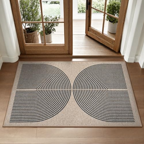 Lahome Rainbow Easy Jute Rug, 2x3 Farmhouse Kitchen Rugs Non Slip