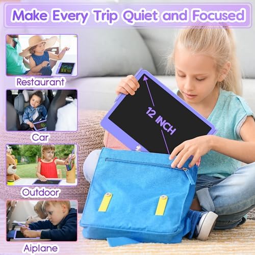 Hockvill LCD Writing Tablet for Kids 12 Inch, Kids Learning Toys Drawing Pad for Girls Boys, Unicorn Doodle Board for Toddlers 3 4 5 6 7 8 Year Old Travel Essentials, Christmas Brithday Gifts for Kids