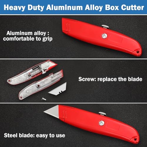 Reginary 30 Pcs Box Cutters Bulk, Utility Knives, Red