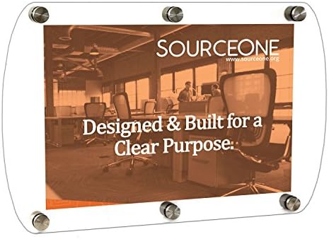 Source One Deluxe Clear Acrylic Standoff Sign Holders 1 Sign, 2 Sign & 3 Signs Available (2 Sign, 1 Pack)