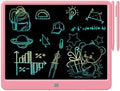 FLUESTON LCD Writing Tablet, Doodle Board Toys Gifts for 3-8 Year Old Girls Boys, 15 Inch Colorful Electronic Board Drawing Pad for Kids, Christmas Gifts for Toddler Educational Learning Travel, Pink