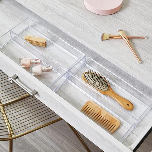 iDesign Plastic Makeup Drawer Organizer Tray, Set of 6, Clear