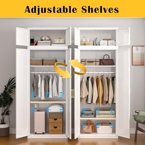 SteeLoong Metal Wardrobe Cabinet,Armoire Wardrobe Closet with Hanging Rod