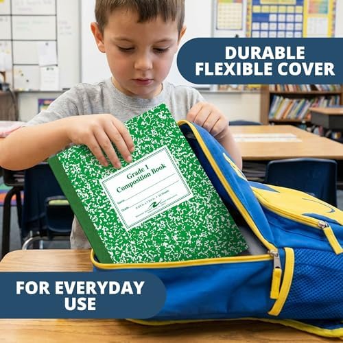 ROARING SPRING Primary Composition Book, Handwriting Notebook for Kids (4K - 1st Grade), Grade 1 Ruled, 1" Skip-Line Manuscript Paper, Flexible Cover, 9.75" x 7.5", 50 Sheets/100 Pages, 72 Pack