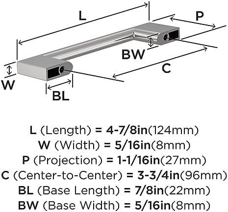 Amerock 10BX3713126 | Polished Chrome Cabinet Pull | 3-3/4 inch (96mm) Center-to-Center | 30 Pack | Cityscape | Furniture Hardware