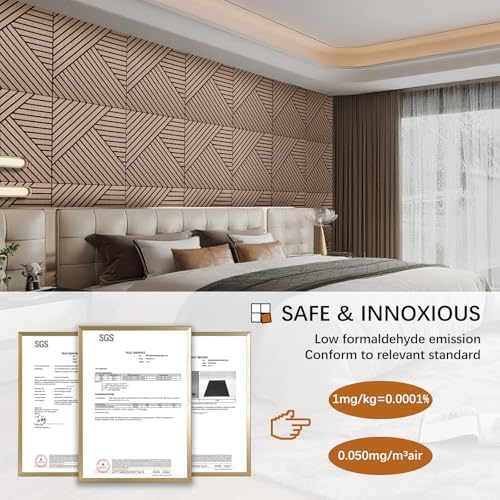 4 Packs Acoustic Wall Panels - Self-Adhesive 3D Wood Slat Wall Panel- Peel and Stick Sound Absorbing Panels for Noise Reducing - Feature Wall Decor for Home & Office
