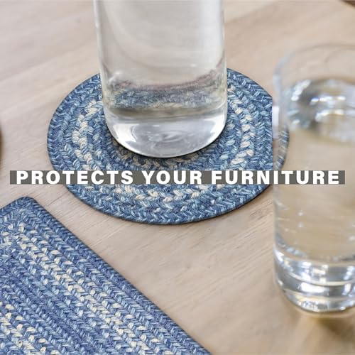 Homespice Denim Braided Trivets Ideal as Pot Holders, Round 8" Set of 6
