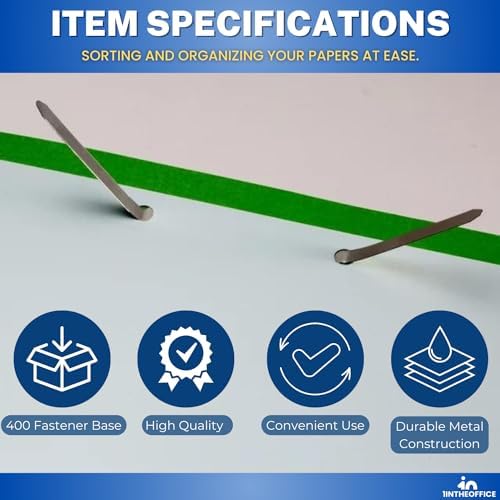 1InTheOffice 2 Inch Metal Paper Fasteners, 2.75" Center to Center, 100 Pieces/Pack, 2 Pack