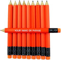 EZPENCILS & GIFTS - Golf Pencils Tipped with Eraser (1/2 a Pencil - Pew Pencils) - Neon Orange Colored Barrel - FREE-PERSONALIZATION - 2HB Black Lead - Custom Text - Non-Smear Eraser – Package of 100