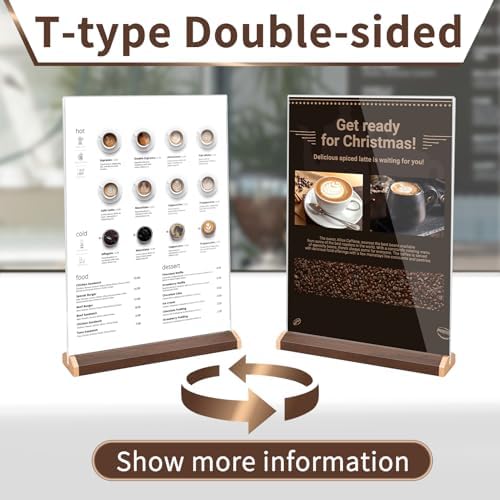 LIANHELILAI 2 Pack 8.5X11 Acrylic Sign Holder Double-side Display Stand Vertical Tabletop for Coffee Shop/Restaurant Menu Stall/Exhibitions/Hotel/Office Display Show Holder