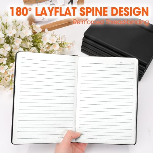 24 Pack Lined Journal Notebook for Work, 200 Pages, Medium 5.5 in x 8.3 in, A5 College Ruled, Hardcover Journaling Notebooks for Writing, Note Taking, Fit for Business Work School Home (Black)