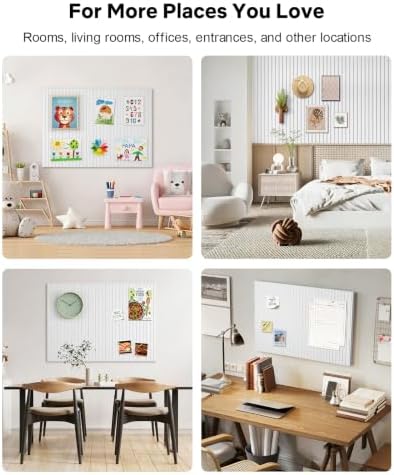48" x 36" Large Cork Bulletin Board Tiles, Peel and Stick Felt Wall Panels for Vision, Message Center, Picture and Prayer Board for Office, Dorm, Room and Desk Decor(Cold White)