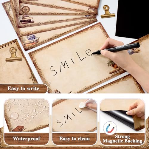 16 Pcs Magnetic Write Wipe Organization Chart Classroom Dry Erase Labels Learning Objectives Board for Whiteboard Goals Targets Classroom Teaching Supplies (Retro)