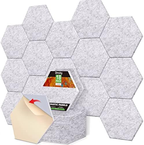 18 Pack Hexagon Acoustic Panels,12" X 10" X 0.4" Sound Absorbing Panels