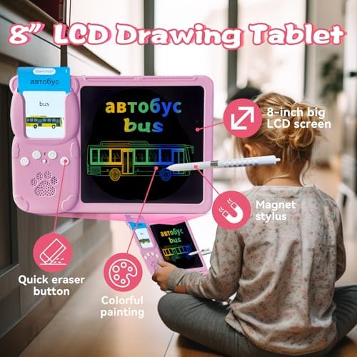 Writing Drawing Tablet with Talking Flash Cards - Russian Pink