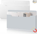 Feifeiya 2 Pcs Magnetic File Folder Wall Hanging Holder Large Pocket Paper Magazine Mail Organizer for Refrigerator Classroom Locker Whiteboard(Horizontal,White Grey,13.8 x 8.3 Inches)
