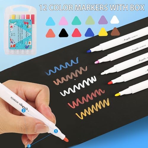 42 PCS Aesthetic School Supplies with Large Pencil Case, 12 Marker Pens with box, 5 Black Ink Gel Pens, 6 Mechanical Pencils Set, Sticky Notes, Complete Essentials Stationery Kit for Students