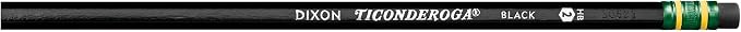 Ticonderoga Wood-Cased Pencils, #2 HB Soft, Black, 12 Count