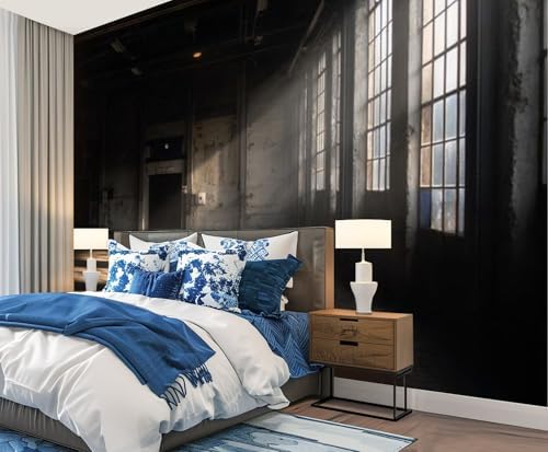 Wall Mural Peel and Stick Sunlight throuh Windows an Old Abandoned Industrial Warehouse Large Wallpaper Self Adhesive Contact Paper Removable 3D Wall Sticker for Living Room Bedroom 69"x96"