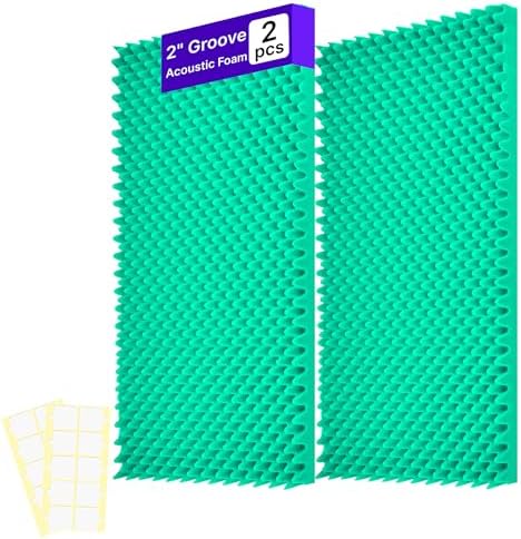 2 Pack Sound Proof Foam Panels for Walls, 48" x 24" x 2" Self-Adhesive Acoustic Panels, High Density Egg Crate Sound Dampening Panels for Recording Studio, Home Office