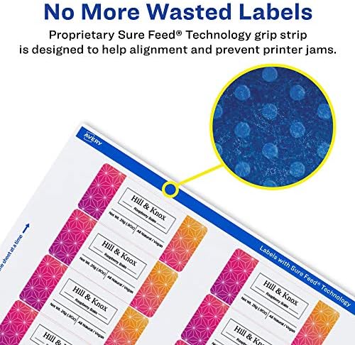 Avery® Matte White Rectangle Labels, Sure Feed® Technology, 1" x 4", 5,000 Matte White Printable Labels