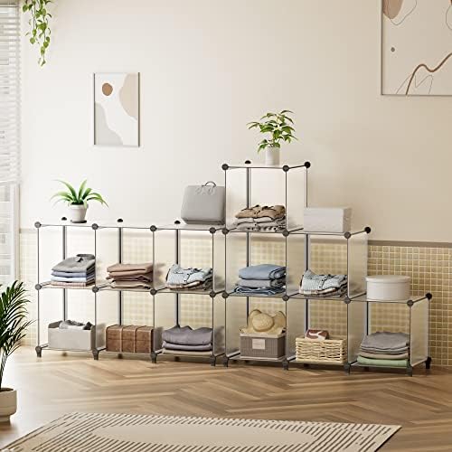 HOMIDEC 6-Cube Storage Organizer, Closet Organizer Storage Shelf Bookcase Bookshelf with Metal Hammer, Storage Cubes Organizer Cabinet for Kids, Closet, Bedroom, Bathroom, (11.8x11.8x11.8 inch)