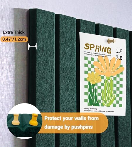 28" x 18" Felt Bulletin Board Tiles 1/2" Thick, Forest Green