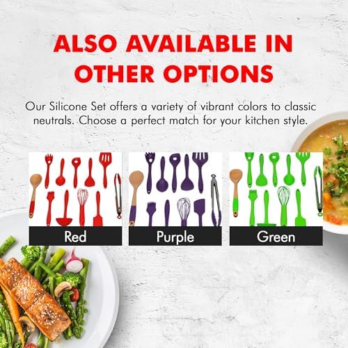 Chef Craft Premium Silicone Kitchen Tool and Utensil Set, 11 Piece Set, Red