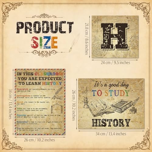 Funrous 19 Pcs History Posters History Classroom Decoration, Vintage