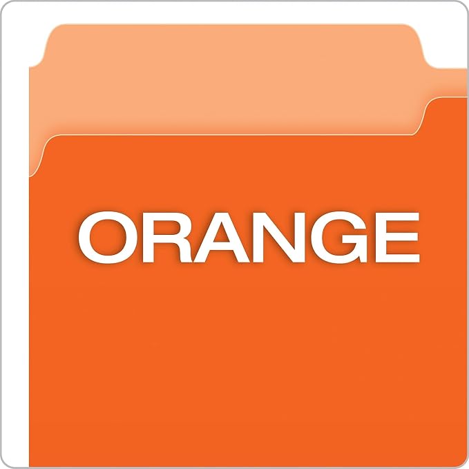 Pendaflex 435013ORA Interior File Folders, 1/3 Cut Top Tab, Legal, Orange (Box of 100)