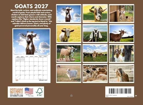Goat Calendar 2027 Monthly Wall Calender 12 Month