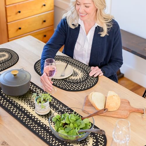 Homespice Manchester Braided Table Runner for Primitive Decor, Oval 11x36