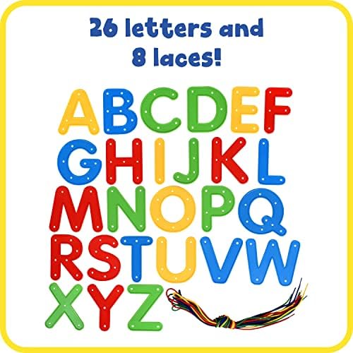 READY 2 LEARN Lacing Alphabet | Uppercase | 26 Letters | 8 Laces | Threading Toy for Kids | Fine Motor Toy | Letter Recognition and Early Spelling