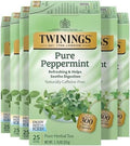 Twinings Pure Peppermint Caffeine-Free Herbal Tea Bags, 25 CT Box (6 Pack)