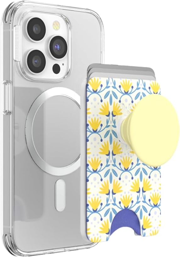 PopSockets Adhesive Phone Wallet with Grip- Tea Towel | PopWallet, Holds 3-5 Cards, Swappable Top, Kickstand, Blue, Light Blue, Baby