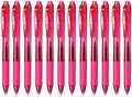 Pentel EnerGel-X Retractable Liquid Gel Pen (0.5mm) Needle Tip, Fine Line, Pink Ink, Box of 12 (BLN105-P)