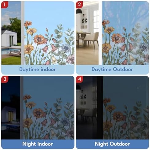ADD.HERES Stained Glass Window Film, Window Film Decorative, 17.5 x 78.7 in