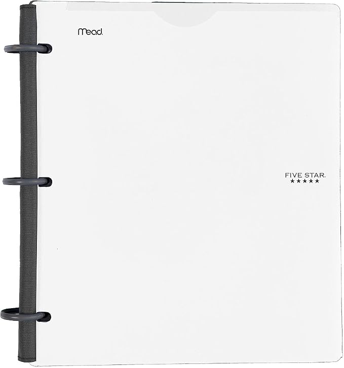 Five Star Flex Hybrid NoteBinder, 1 Inch Binder with Tabs, Notebook and 3 Ring Binder All-in-One, White (72520)