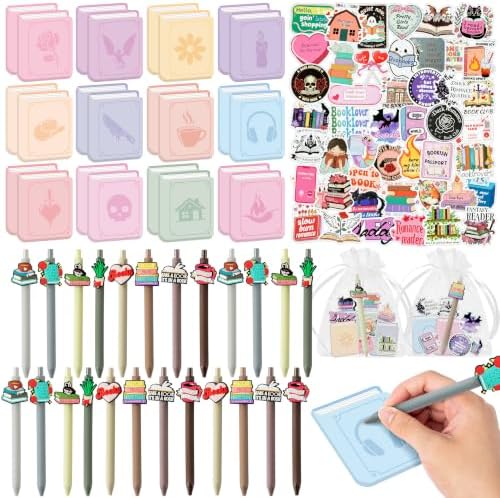 Laffact Books Shaped Sticky Notes, 146Pcs with Stickers Ballpoint Pens Bulk