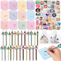 Laffact Books Shaped Sticky Notes, 146Pcs with Stickers Ballpoint Pens Bulk