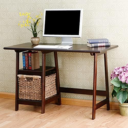 SEI Furniture Langston Spacious A Frame 2 Fixed Shelves Desk, Espresso (Model: HO9246)