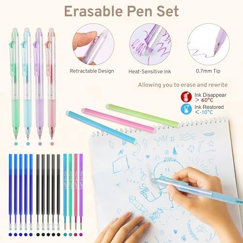 DazSpirit 62PCS Aesthetic Stationery Set with Foldable Pencil Case, Purple