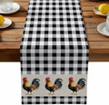 Farm Animals Chicken Table Runner Dresser Scarf 13 x 60 Inch Black White Buffalo Plaid Linen Table Runners Non-Slip Heat Resistant Kitchen Dining Table Decor for Home Holidays Indoor Outdoor