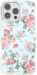 PopSockets iPhone 16 Pro Max Phone Case w/MagSafe Grip- Cottage Tutu Blue | Magnetic, Wireless Charging, Camera & Drop Protection, Light Blue, Baby, Flower, Floral