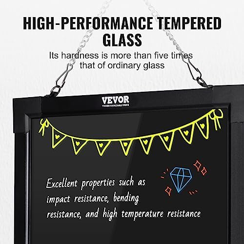 VEVOR LED Message Writing Board, 16"x12" Illuminated Erasable Lighted Chalkboard, Neon Effect Menu Sign Board, Drawing Board with 8 Fluorescent Chalk Markers and Remote Control, for Home Wedding Shop