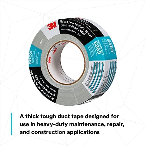 3M Extra Heavy Duty Duct Tape 6969, Silver, 48 mm x 54.8 m, 1 Roll