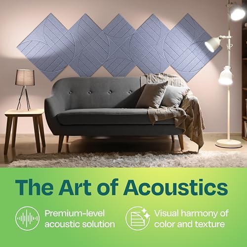 Acoustic Panels 12-Pack Soundproof Wall Panels 12"x12"x0.4" Decorative Sound Dampening for Your Home, Office, Studio, Bedroom & More with Unique ModuArc Carving [Dusky Gray]